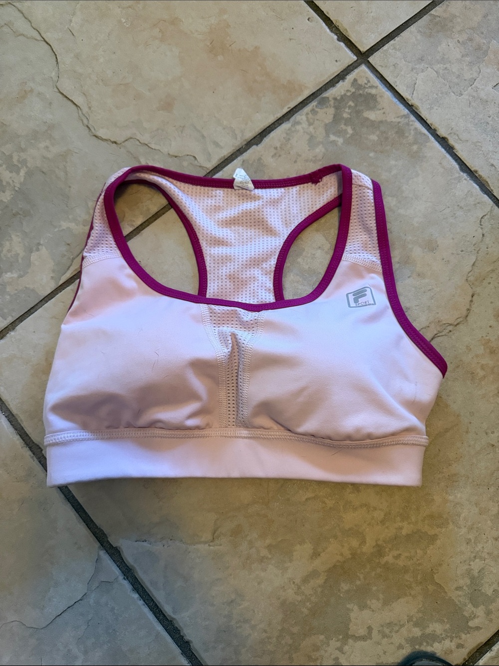 Fila Light Pink Racerback Sports Bra with Magenta Trim medium